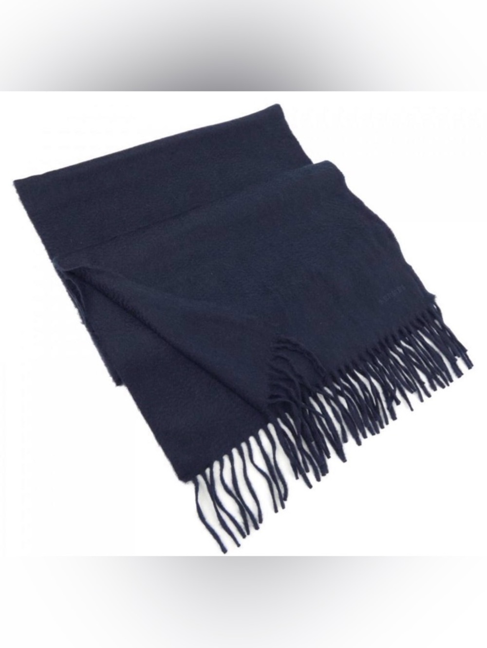 Hermes Navy Blue Soft Cashmere Fringe Scarf Authentic GORGEOUS